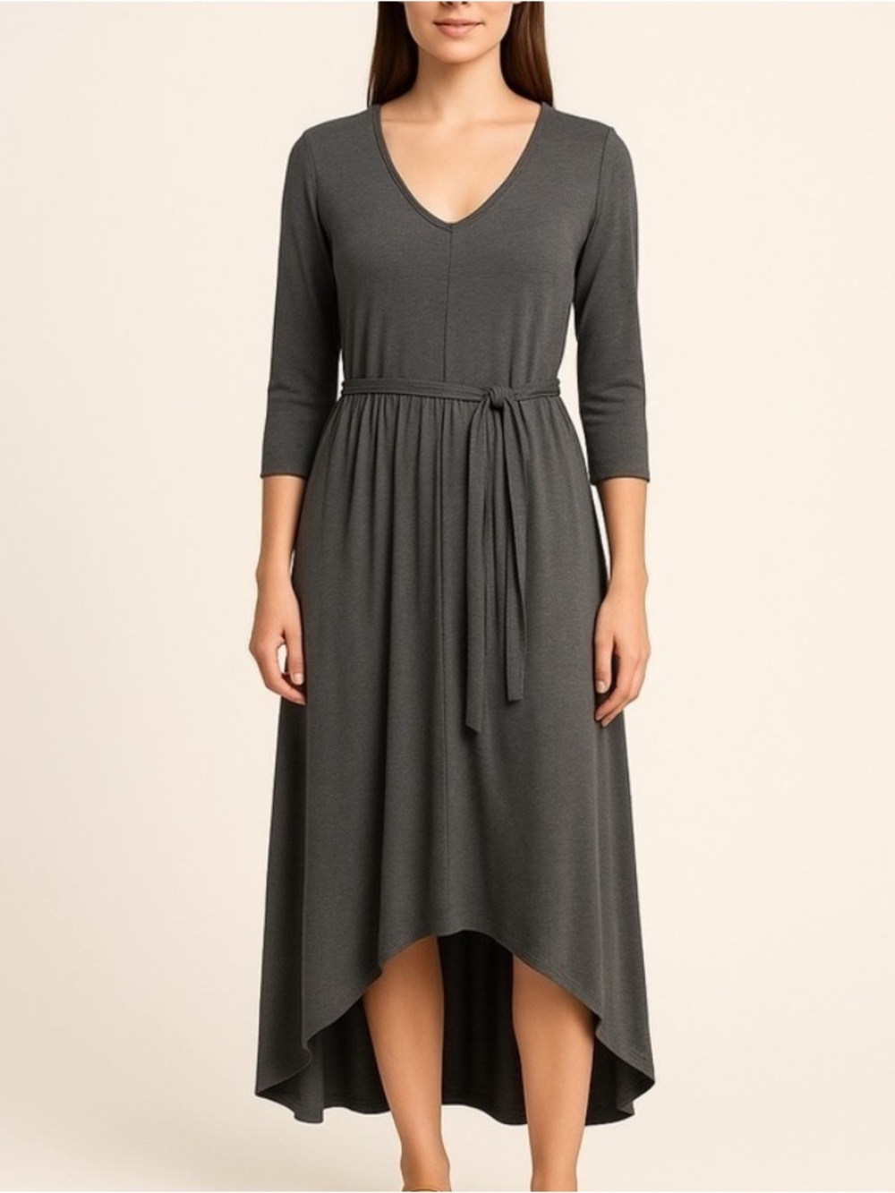 Matilda Jane Go West Charcoal V-Neck High-Low Jersey Dress